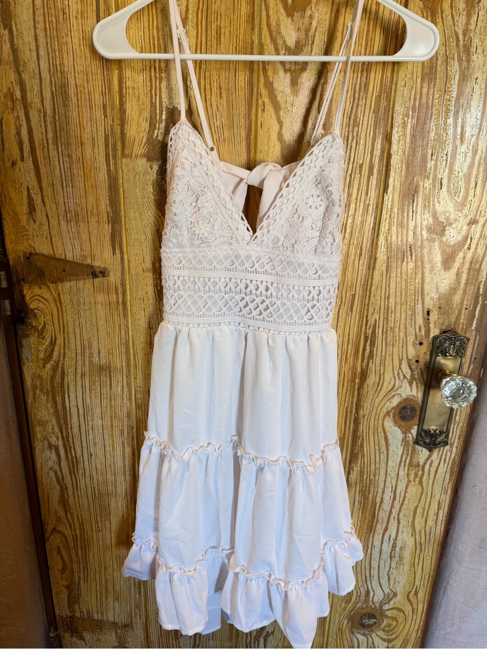 White Crochet Bodice Tiered Sundress